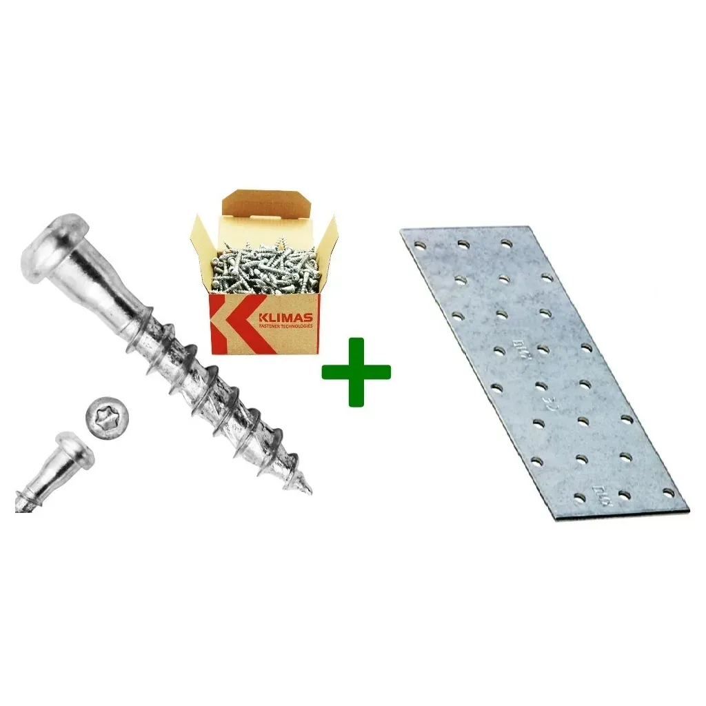 Płytka perforowana łącznik płaski PP6 + wkręty do łączników 5x30mm