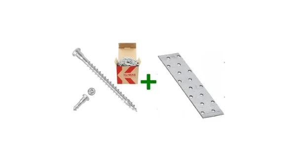 Płytka perforowana łącznik płaski PP4 + wkręty do łączników 5x70mm