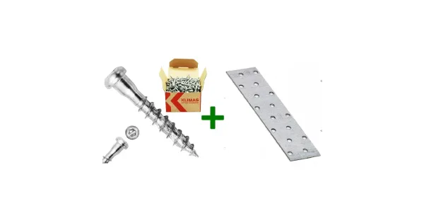 Płytka perforowana łącznik płaski PP4 + wkręty do łączników 5x35mm