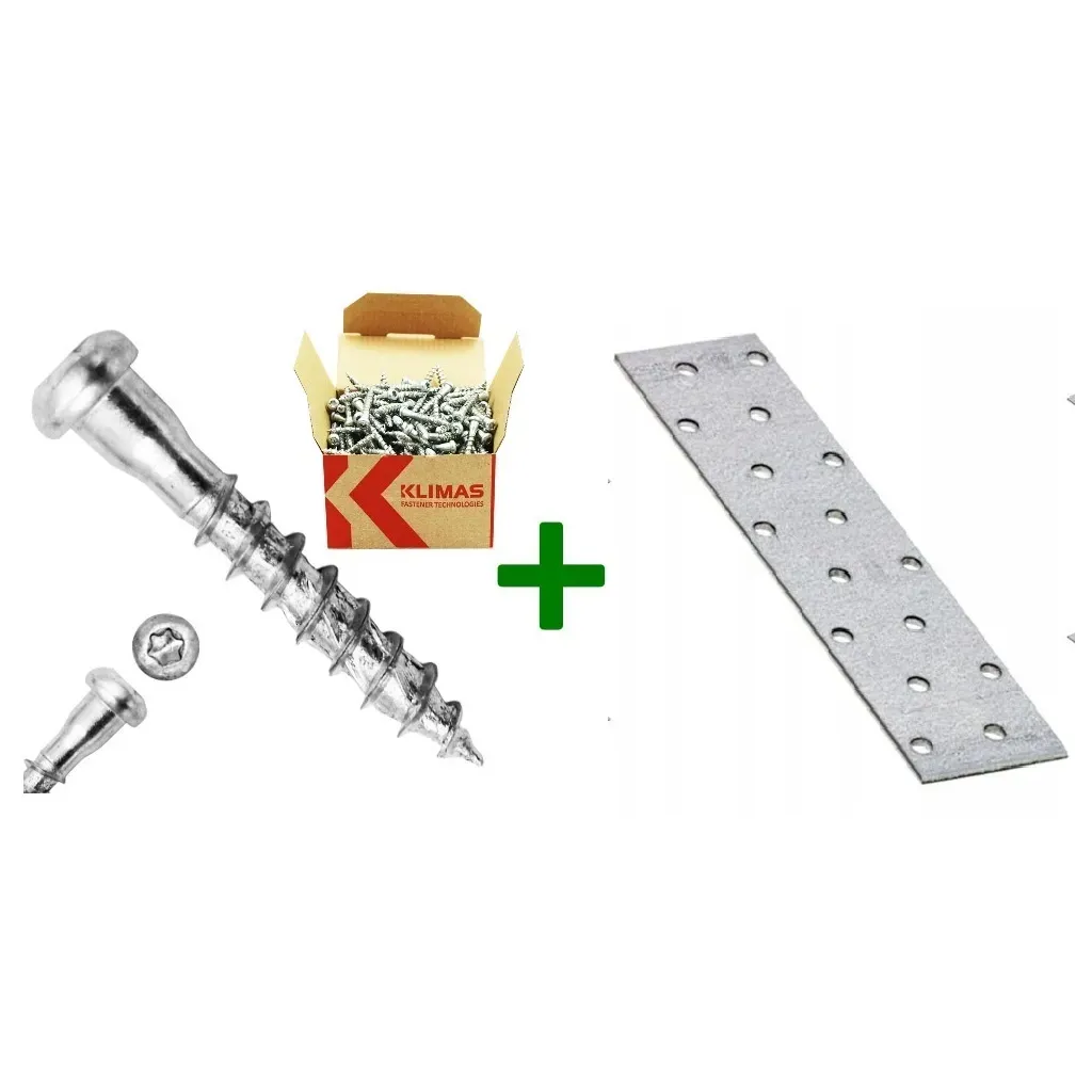 Płytka perforowana łącznik płaski PP4 + wkręty do łączników 5x35mm