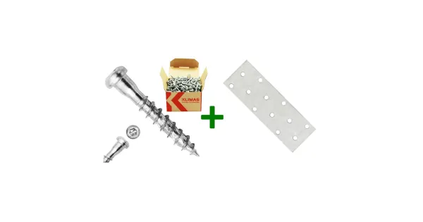 Płytka perforowana łącznik płaski PP3 + wkręty do łączników 5x30mm