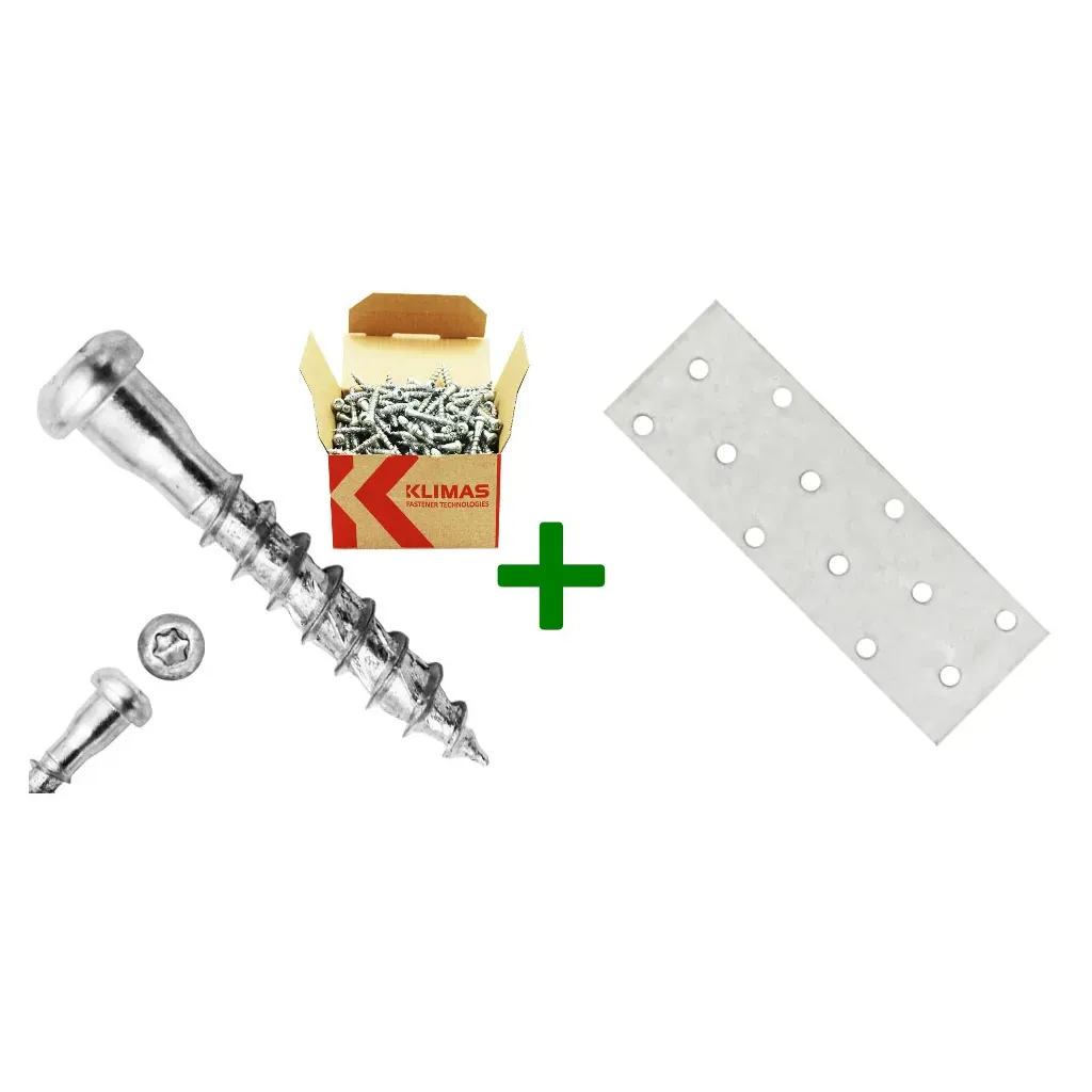 Płytka perforowana łącznik płaski PP3 + wkręty do łączników 5x30mm