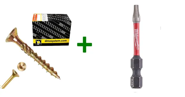 Wkręty ciesielskie stożkowe TORX 3,5x40 Domax + Bit Milwaukee TX15 (50mm)