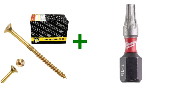 Wkręty ciesielskie stożkowe TORX 3,5x50 Domax + Bit Milwaukee TX15 (25mm)