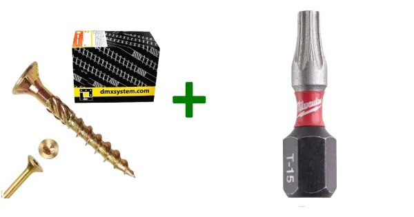 Wkręty ciesielskie stożkowe TORX 3,5x35 Domax + Bit Milwaukee TX15 (25mm)