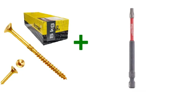 Wkręty ciesielskie stożkowe TORX 4x60 Domax 5kg + Bit Milwaukee TX20 (90mm)