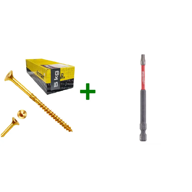 Wkręty ciesielskie stożkowe TORX 4x60 Domax 5kg + Bit Milwaukee TX20 (90mm)