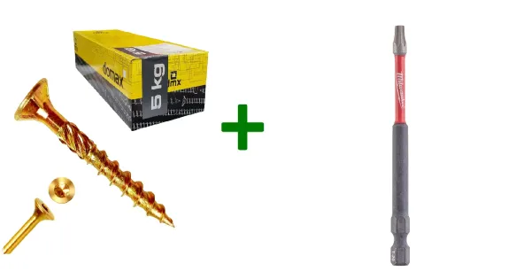 Wkręty ciesielskie stożkowe TORX 4x35 Domax 5kg + Bit Milwaukee TX20 (90mm)