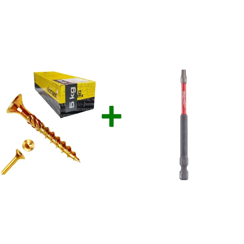 Wkręty ciesielskie stożkowe TORX 4x35 Domax 5kg + Bit Milwaukee TX20 (90mm)