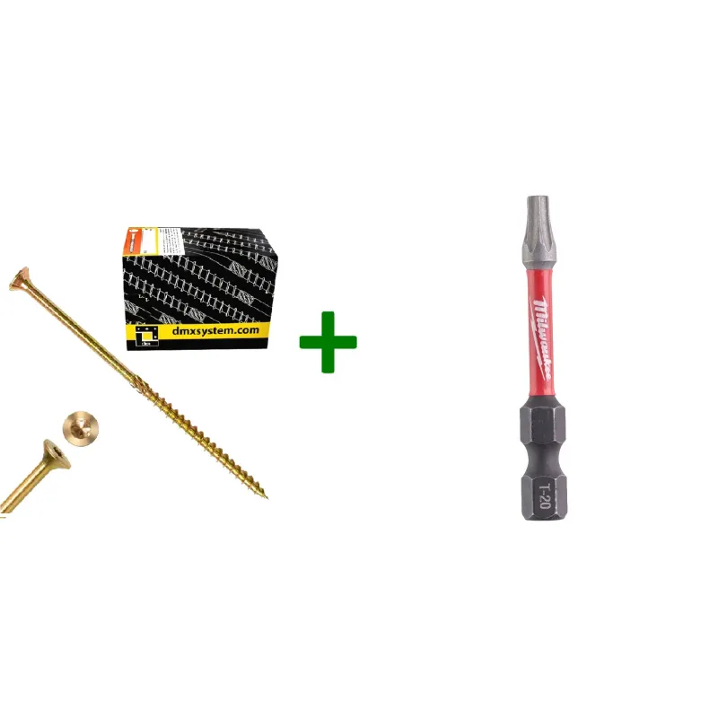 Wkręty ciesielskie stożkowe TORX 4,5x80 Domax + Bit Milwaukee TX20 (50mm)