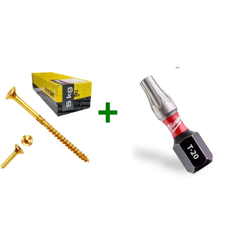 Wkręty ciesielskie stożkowe TORX 4x50 Domax 5kg + Bit Milwaukee TX20 (25mm)