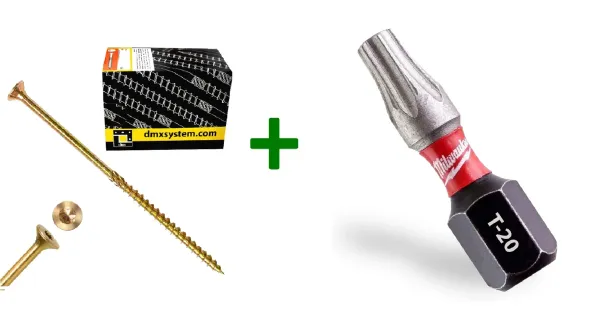 Wkręty ciesielskie stożkowe TORX 4,5x80 Domax + Bit Milwaukee TX20 (25mm)