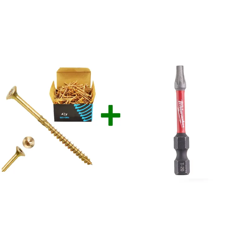 Wkręty ciesielskie stożkowe TORX 4,5x60 Domax + Bit Milwaukee TX20 (50mm)