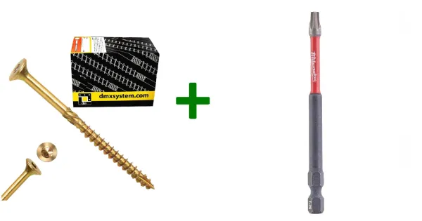 Wkręty ciesielskie stożkowe TORX 5x70 Domax + Bit Milwaukee TX25 (90mm)