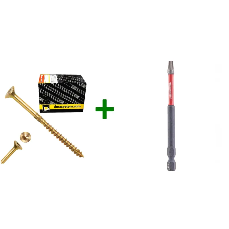 Wkręty ciesielskie stożkowe TORX 5x70 Domax + Bit Milwaukee TX25 (90mm)