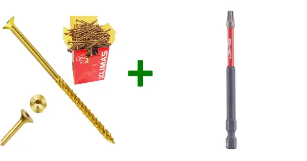 Wkręty ciesielskie stożkowe TORX 5x100 Klimas + Bit Milwaukee TX25 (90mm)