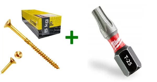 Wkręty ciesielskie stożkowe TORX 5x90 Domax 5kg + Bit Milwaukee TX25 (25mm)