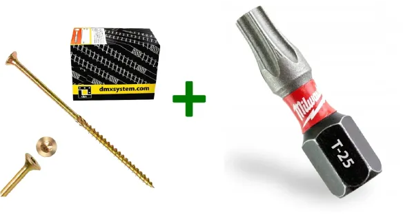 Wkręty ciesielskie stożkowe TORX 5x100 Domax + Bit Milwaukee TX25 (25mm)