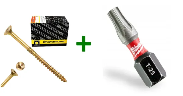 Wkręty ciesielskie stożkowe TORX 5x90 Domax + Bit Milwaukee TX25 (25mm)