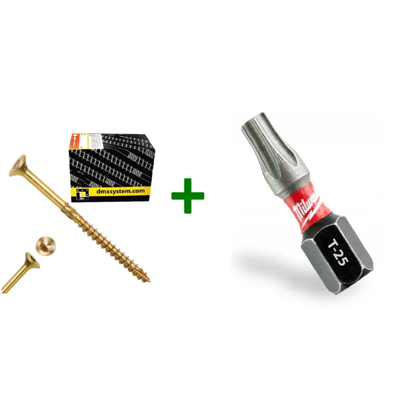 Wkręty ciesielskie stożkowe TORX 5x90 Domax + Bit Milwaukee TX25 (25mm)