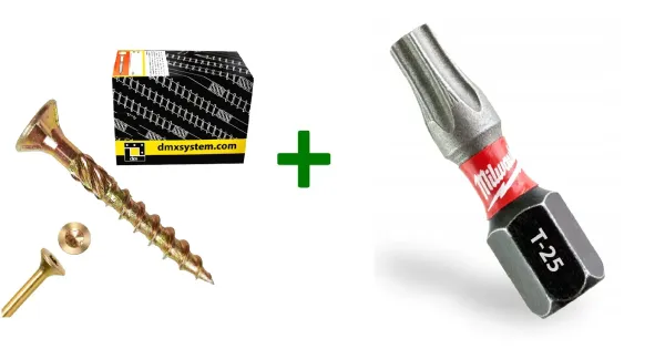 Wkręty ciesielskie stożkowe TORX 5x40 Domax + Bit Milwaukee TX25 (25mm)