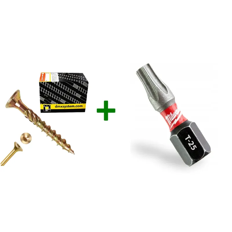 Wkręty ciesielskie stożkowe TORX 5x40 Domax + Bit Milwaukee TX25 (25mm)