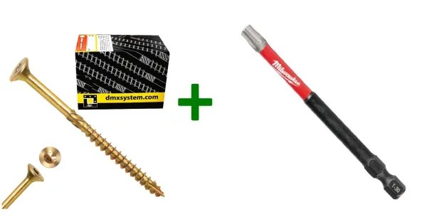 Wkręty ciesielskie stożkowe TORX 6x70 Domax + Bit Milwaukee TX30 (90mm)