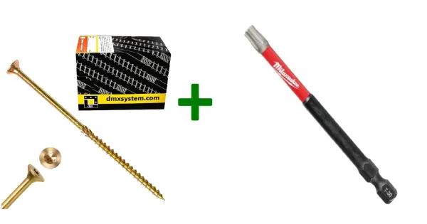 Wkręty ciesielskie stożkowe TORX 6x100 Domax + Bit Milwaukee TX30 (90mm)