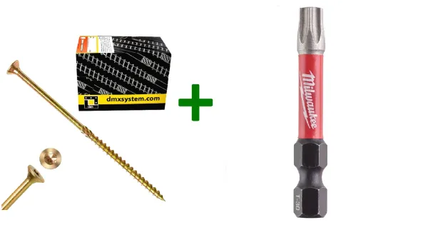 Wkręty ciesielskie stożkowe TORX 6x120 Domax + Bit Milwaukee TX30 (50mm)