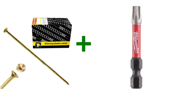 Wkręty ciesielskie stożkowe TORX 6x180 Domax + Bit Milwaukee TX30 (50mm)