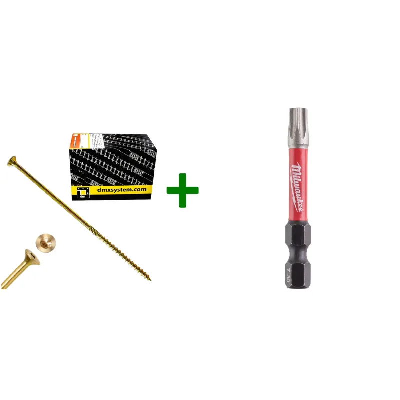 Wkręty ciesielskie stożkowe TORX 6x180 Domax + Bit Milwaukee TX30 (50mm)