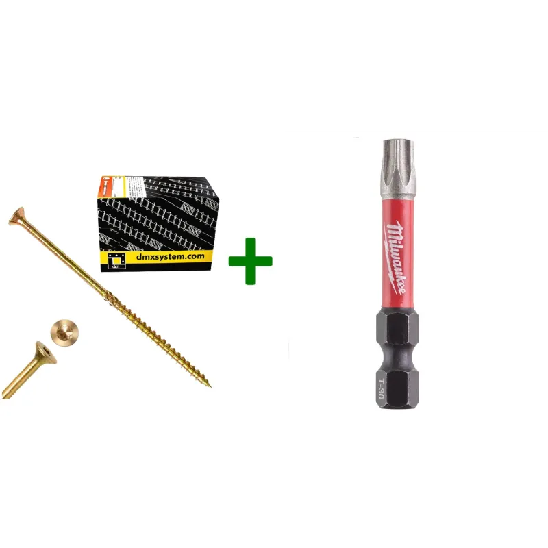 Wkręty ciesielskie stożkowe TORX 6x160 Domax + Bit Milwaukee TX30 (50mm)