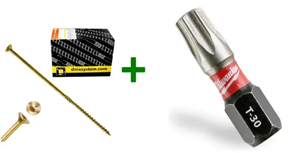 Wkręty ciesielskie stożkowe TORX 6x200 Domax + Bit Milwaukee TX30 (25mm)