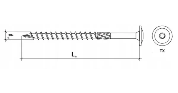 WKRĘTY CIESIELSKIE DO DREWNA TALERZOWE 8x360 TORX TX40 50szt