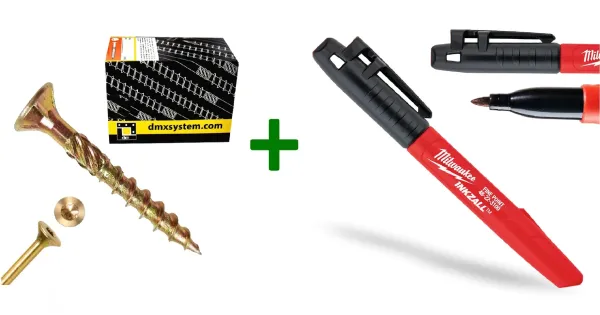 Wkręty ciesielskie stożkowe TORX 3x40 Domax + Marker czarny