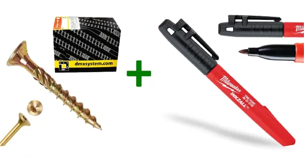 Wkręty ciesielskie stożkowe TORX 4,5x30 Domax + Marker czarny