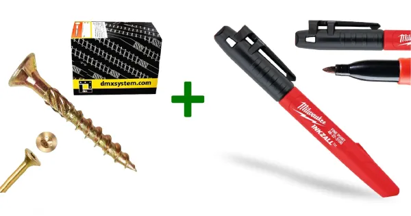 Wkręty ciesielskie stożkowe TORX 5x40 Domax + Marker czarny