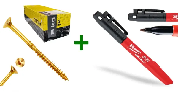 Wkręty ciesielskie stożkowe TORX 5x80 Domax 5kg + Marker czarny