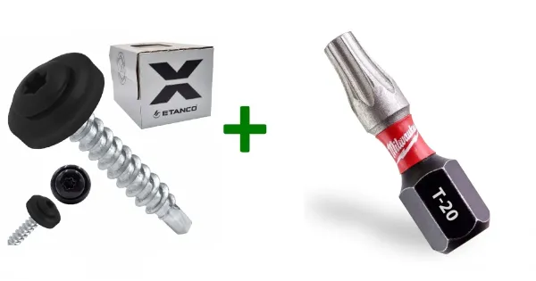 Wkręty farmery ETANCO 4,8x35 9005 TORX + Bit udarowy Milwaukee TX20 (25mm)