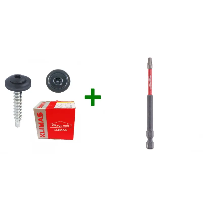 Wkręty farmery 4,8x35 RAL 7016 TORX + Bit udarowy Milwaukee TX20 (90mm)