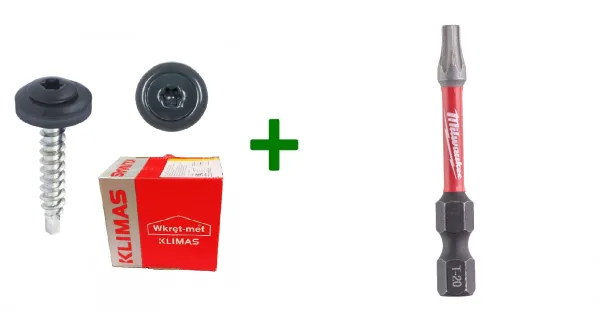 Wkręty farmery 4,8x35 RAL 7016 TORX + Bit udarowy Milwaukee TX20 (50mm) tictac