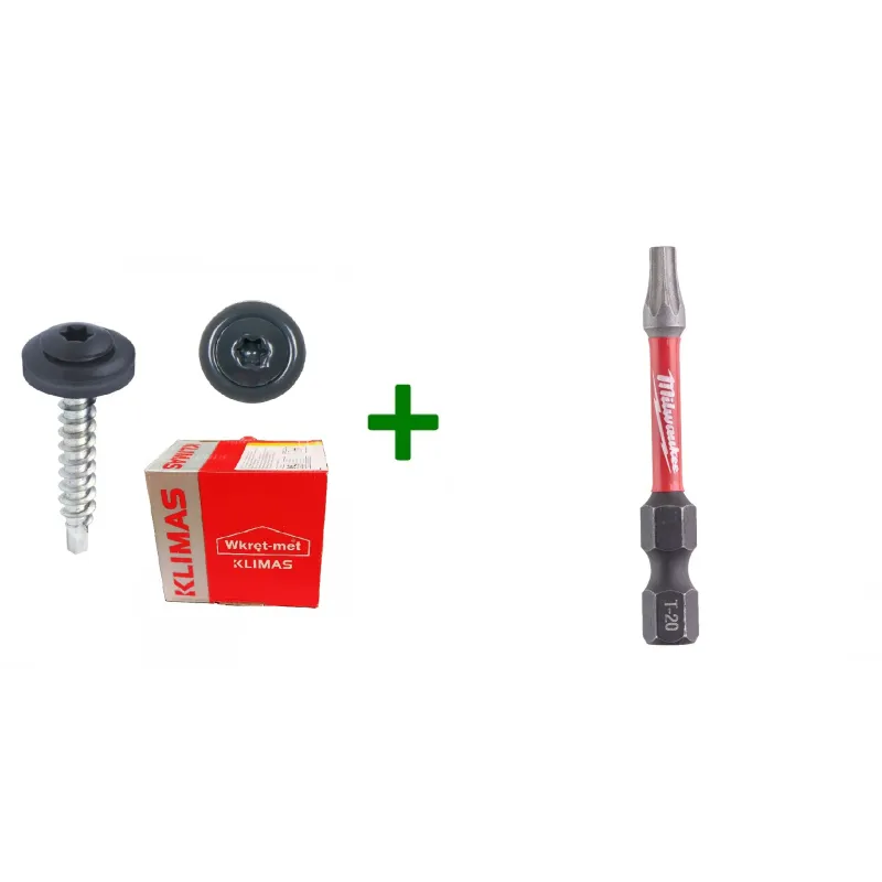 Wkręty farmery 4,8x35 RAL 7016 TORX + Bit udarowy Milwaukee TX20 (50mm) tictac