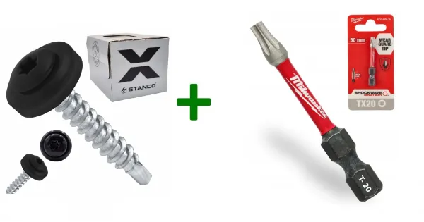 Wkręty farmery ETANCO 4,8x35 9005 TORX + Bit udarowy Milwaukee TX20 (50mm)