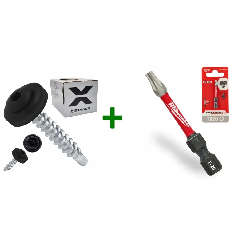 Wkręty farmery ETANCO 4,8x35 9005 TORX + Bit udarowy Milwaukee TX20 (50mm)