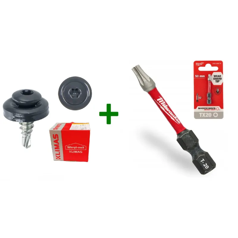 Wkręty farmery 4,8x19 7024 TORX zszywka + Bit udarowy Milwaukee TX20 (50mm)