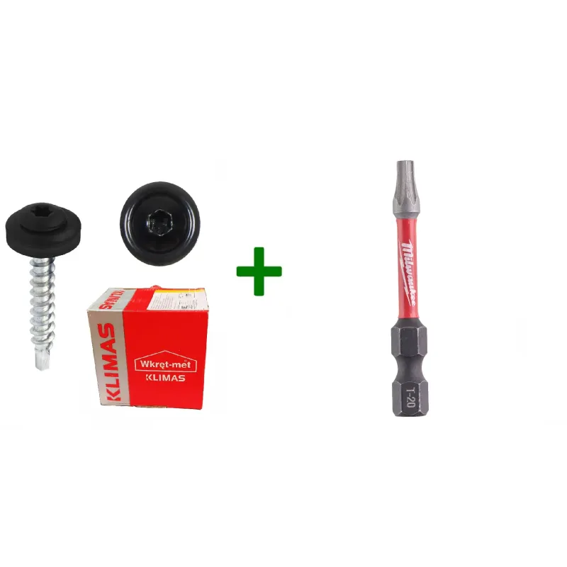 Wkręty farmery 4,8x35 RAL 9005 TORX + Bit udarowy Milwaukee TX20 (50mm) tictac