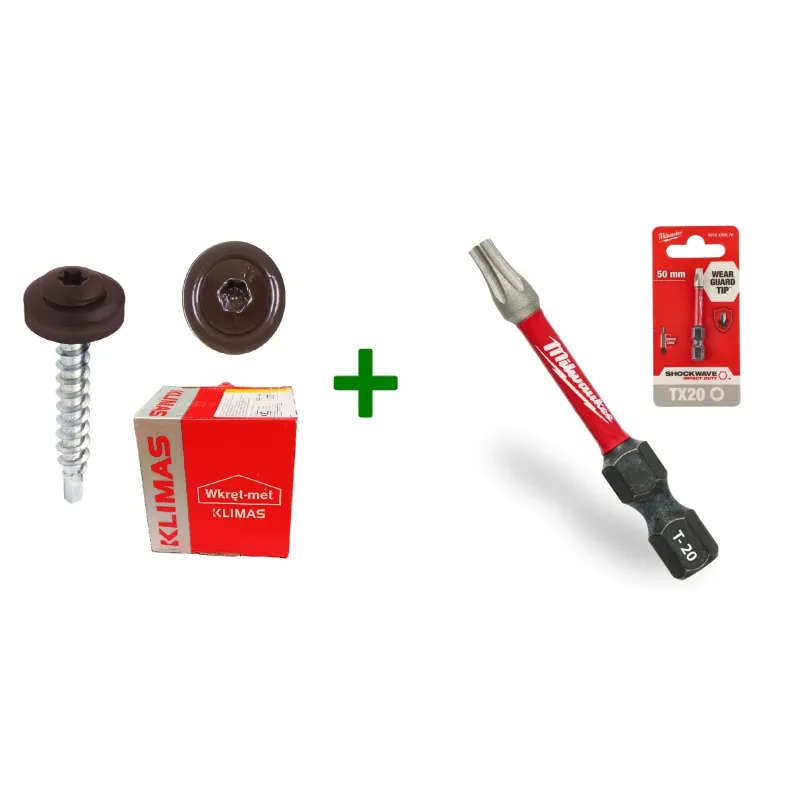 Wkręty farmery 4,8x35 RAL 8017 TORX + Bit udarowy Milwaukee TX20 (50mm)