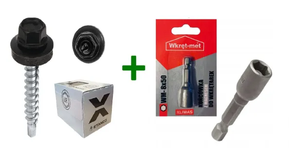 Wkręty farmery 4,8x35 9005 ETANCO + Końcówka magnetyczna do farmerów M8 Klimas