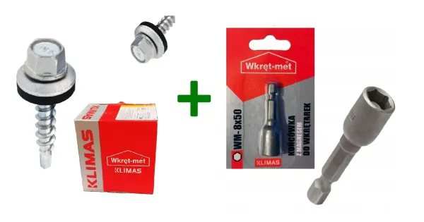 Wkręty farmery 4,8x25 ocynk + Końcówka magnetyczna do farmerów M8 Klimas