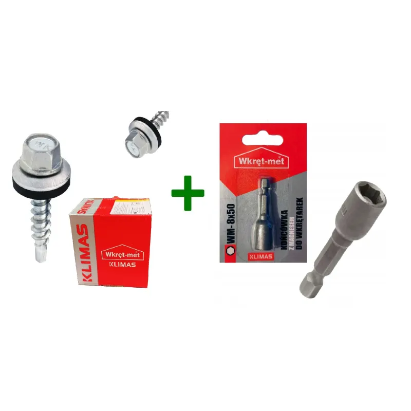 Wkręty farmery 4,8x25 ocynk + Końcówka magnetyczna do farmerów M8 Klimas